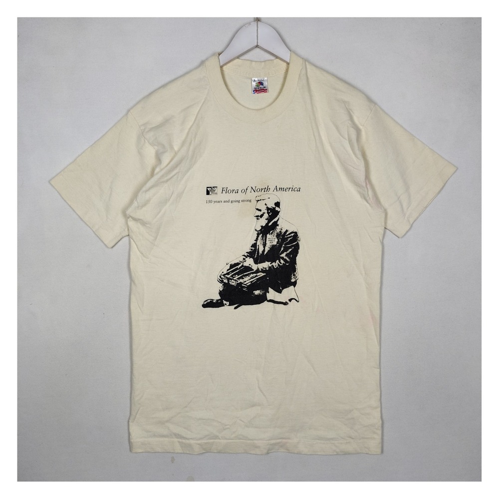 Vintage Fruit of the Loom Flora of North America Graphic T-Shirt Cream Large